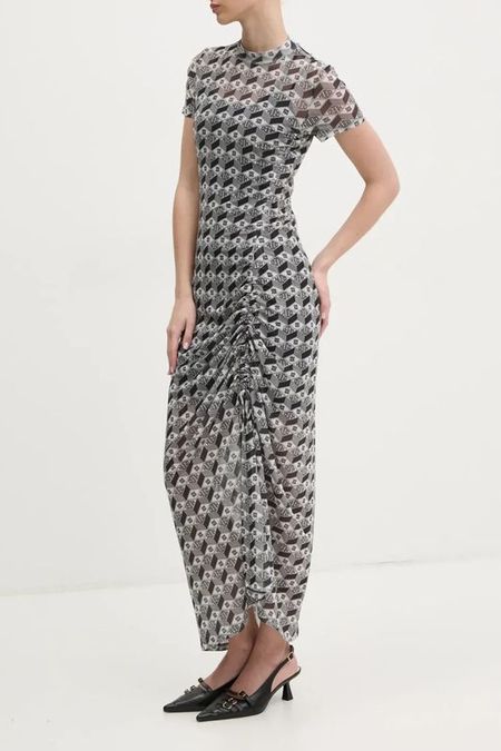 Платье из сетки с принтом и сборкой по бокам HUGO 15952₽