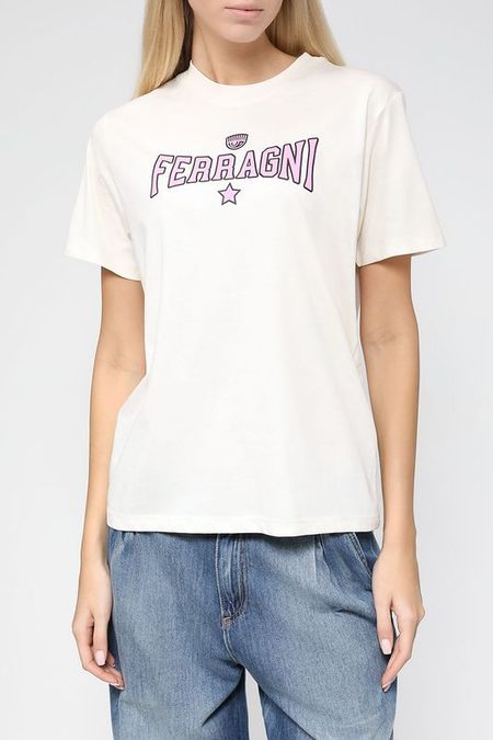 Хлопковая футболка с принтом Chiara Ferragni 5580₽