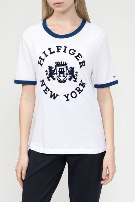 Хлопковая футболка с принтом Tommy Hilfiger 2467₽