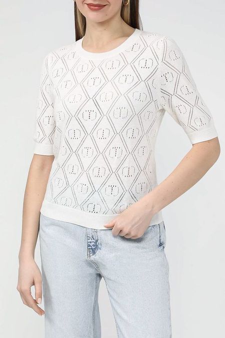 Джемпер из хлопка и кашемира с ажурным узором TWINSET 6590₽