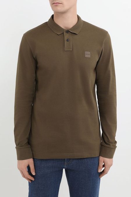 Поло хлопковое с длинным рукавом BOSS 6817₽