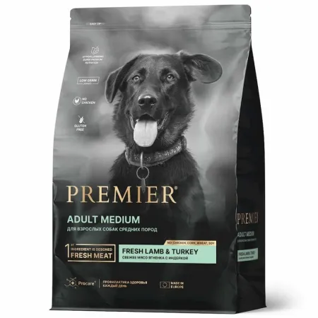 Premier Dog Lamb amp Turkey Adult Medium сухой корм для собак средних пород свежее мясо ягненка с индейкой - 10 кг 4745₽