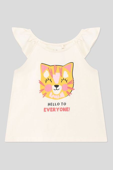 Майка хлопковая с оборками и принтом OVS 217₽