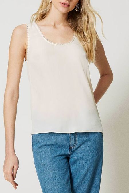 Топ из смеси вискозы и шелка TWINSET 6470₽