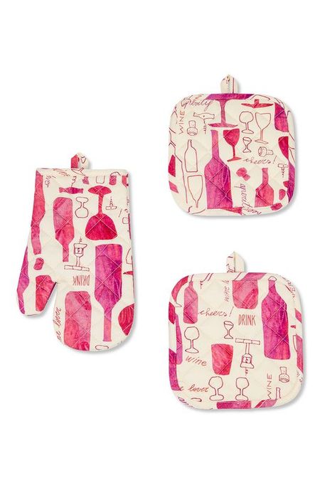 Набор из рукавицы и двух прихваток Bottles Graphic COINCASA 967₽