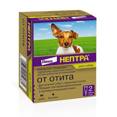 Elanco Нептра для собак раствор для лечения отитов 1 мл 2 4466₽