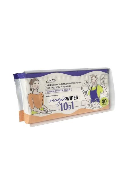 Салфетки с моющим составом для посуды и уборки, аромат Бамбук, 40 шт DUKE'S HOME WONDERS