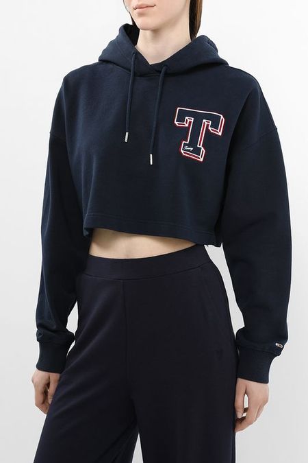 Худи хлопковое укороченное Tommy Jeans 8182₽