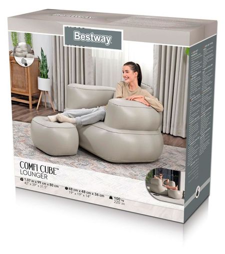 Кресло надувное BESTWAY с подушкой для ног, 1 шт в ассортименте