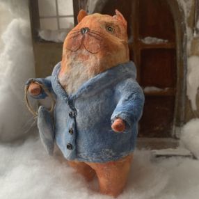 Ватная елочная игрушка - Кот с рыбкой 3500₽