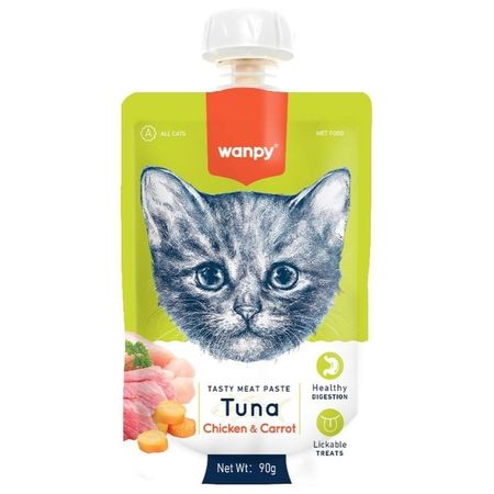 Wanpy Cat Лакомство для кошек Мясной мусс с тунцом с курицей и морковью - 90 г 174₽