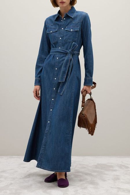 Платье-рубашка джинсовое с поясом Piombo 5692₽