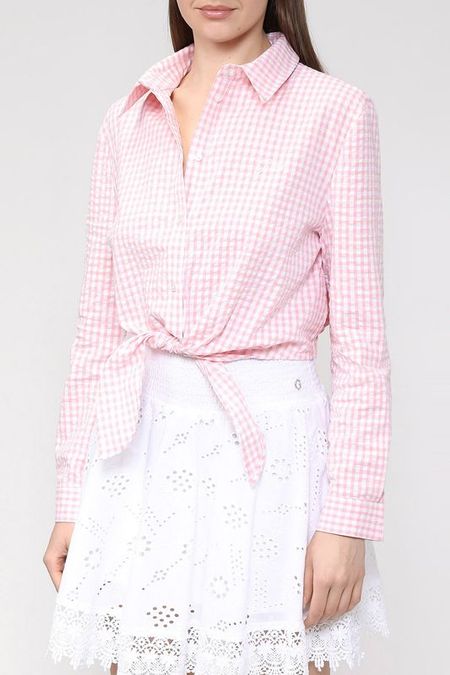 Хлопковая рубашка в клетку на завязках Guess 2310₽