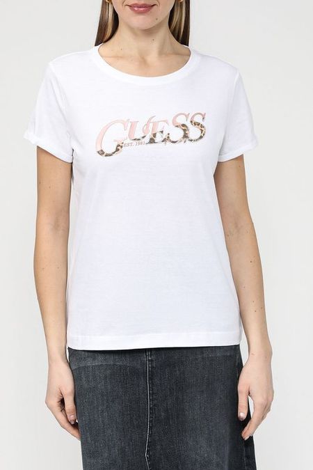 Хлопковая футболка с логотипом бренда Guess 2242₽