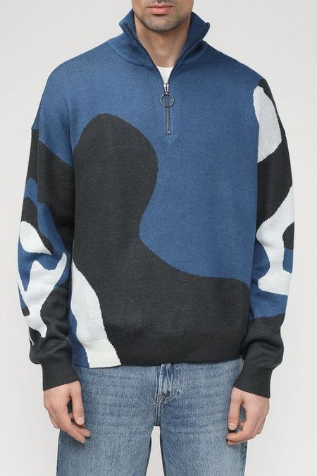 Пуловер с воротником на молнии и принтом COLORPLAY 1567₽