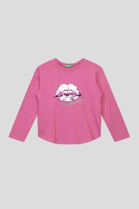 Хлопковый лонгслив с принтом Benetton 487₽