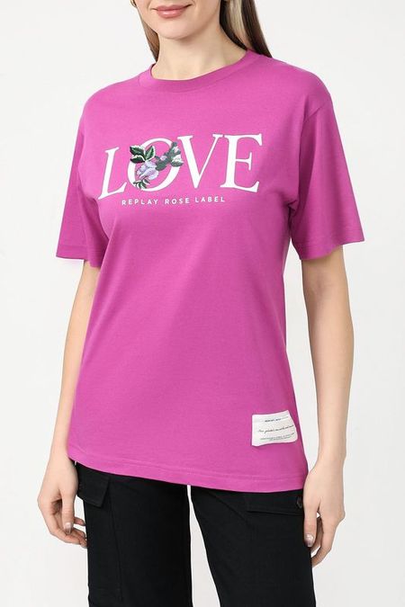 Хлопковая футболка с принтом Replay 2220₽