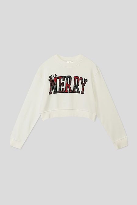 Хлопковый свитшот с принтом укороченного кроя OVS 555₽