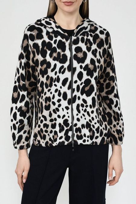 Толстовка хлопковая на молнии с анималистичным принтом Monari