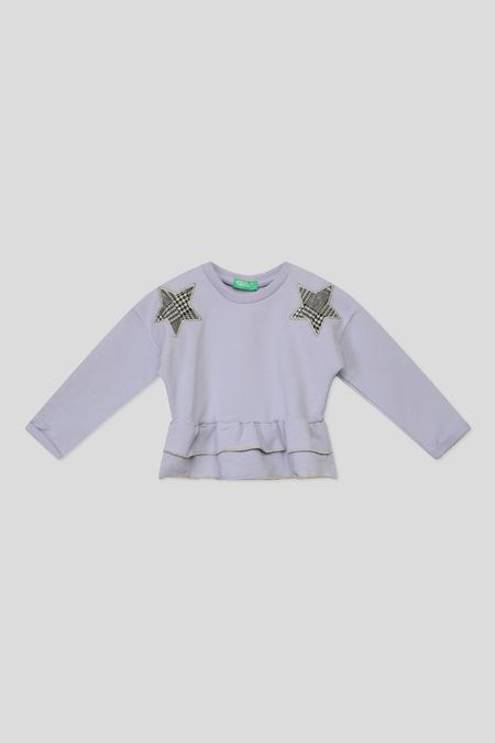 Хлопковый свитшот с оборкой и принтом Benetton 487₽