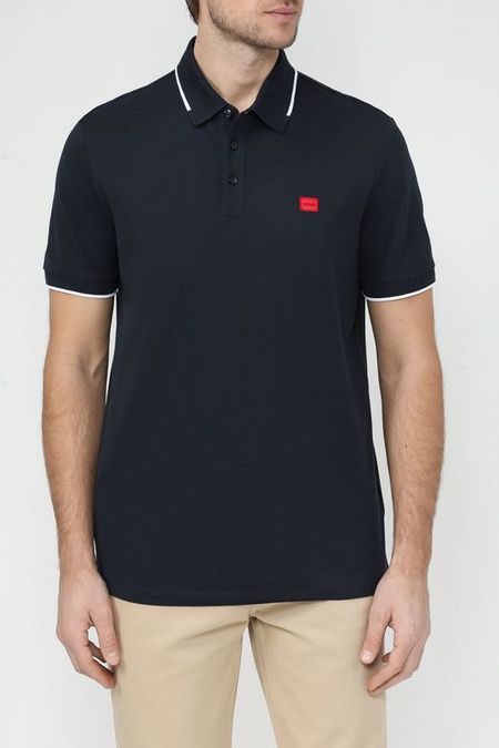 Поло хлопковое с контрастными деталями HUGO 3367₽