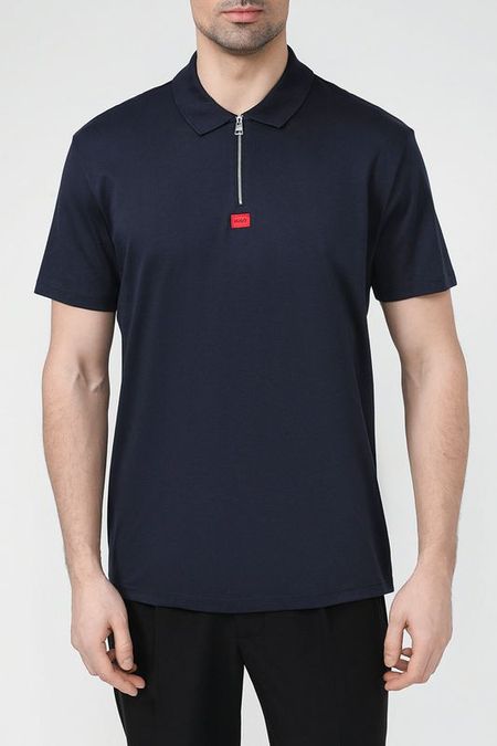 Поло хлопковое на молнии HUGO 5992₽