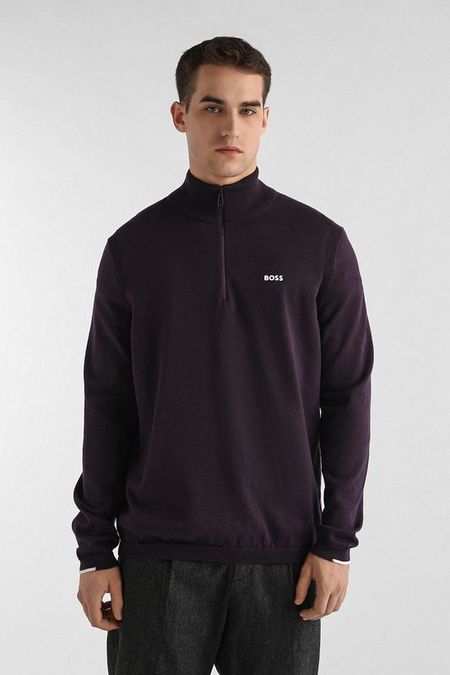 Пуловер хлопковый с воротником на молнии BOSS 14242₽