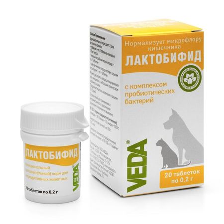 Веда Лактобифид для собак и кошек 20 таблеток по 02 г 153₽