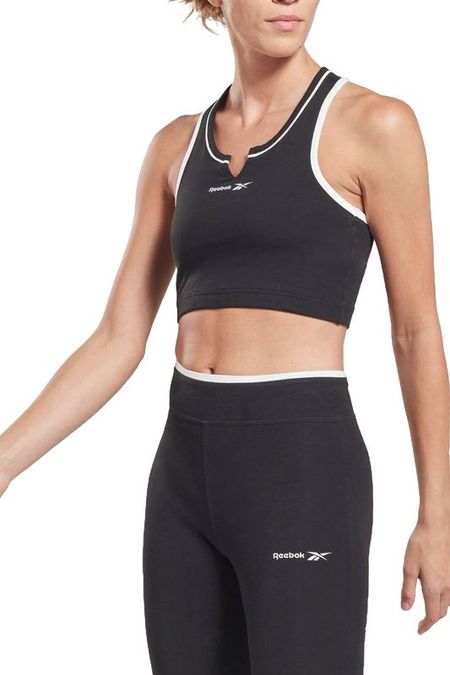 Хлопковый топ с контрастной отделкой и логотипом бренда REEBOK 802₽