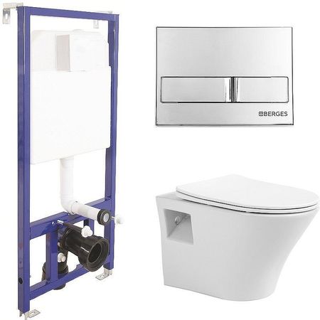 Комплект унитаза Avimano Promotion 1000080 с инсталляцией Berges Novum L3 040213 с сиденьем Микролифт и клавишей смыва цвет Хром 20859₽