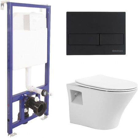 Комплект унитаза Avimano Promotion 1000080 с инсталляцией Berges Novum L5 040215 с сиденьем Микролифт и Черной матовой клавишей смыва 20859₽