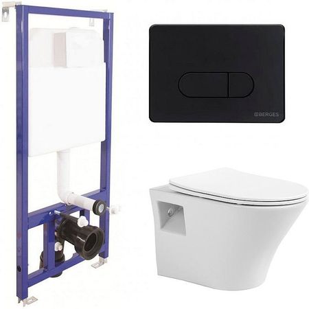 Комплект унитаза Avimano Promotion 1000080 с инсталляцией Berges Novum D5 040235 с сиденьем Микролифт и Черной матовой клавишей смыва 20859₽
