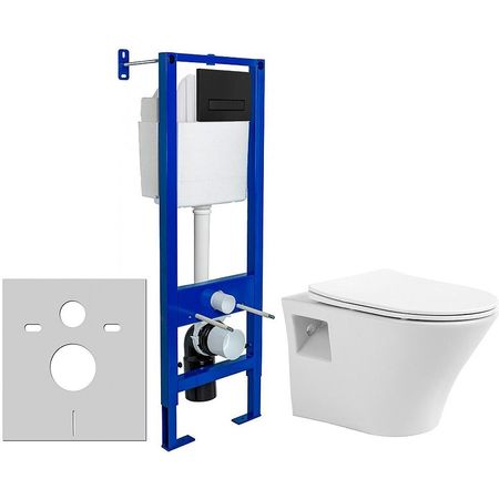 Комплект унитаза Avimano Promotion 1000080 с инсталляцией Berges Atom 410 040340 с сиденьем Микролифт и Черной матовой клавишей смыва 18804₽