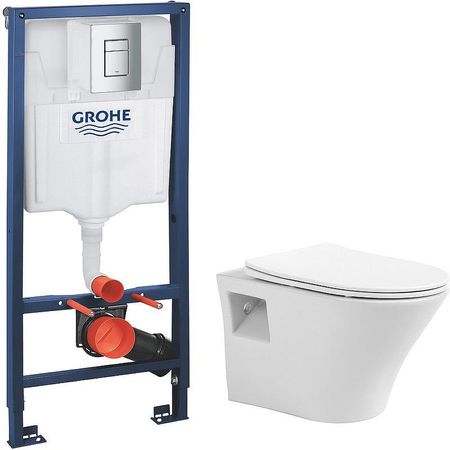 Комплект унитаза Avimano Promotion 1000080 с инсталляцией Grohe Rapid SL 38772001 с сиденьем Микролифт и клавишей смыва цвет Хром 29988₽