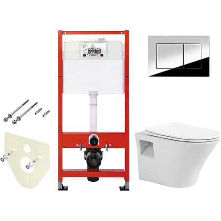 Комплект унитаза Avimano Promotion 1000080 с инсталляцией Tece Profil 9400412 с сиденьем Микролифт и клавишей смыва Хром глянцевый 29988₽