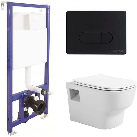 Комплект унитаза Avimano Tradition 1000090 с инсталляцией Berges Novum D5 040235 с сиденьем Микролифт и Черной матовой клавишей смыва 20859₽