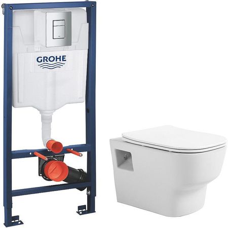 Комплект унитаза Avimano Tradition 1000090 с инсталляцией Grohe Rapid SL 38772001 с сиденьем Микролифт и клавишей смыва цвет Хром 29988₽