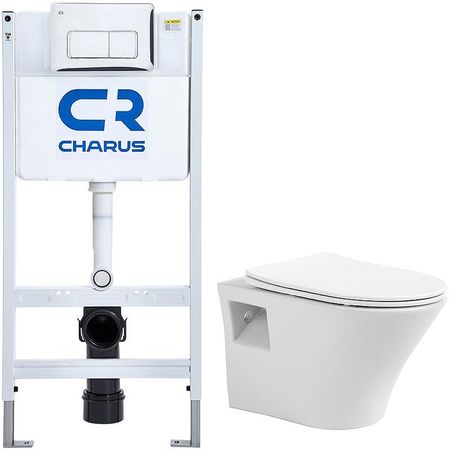 Комплект унитаза Avimano Promotion 1000080 с инсталляцией Charus City CR2002101 с сиденьем Микролифт и клавишей смыва Хром глянцевый 16375₽