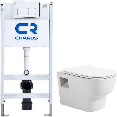 Комплект унитаза Avimano Tradition 1000090 с инсталляцией Charus City CR2002101 с сиденьем Микролифт и клавишей смыва Хром глянцевый 16375₽