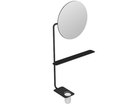Зеркало Scarabeo Fold 36 2302NROP с полкой и стаканом для зубных щеток цвет Черный матовый 33120₽