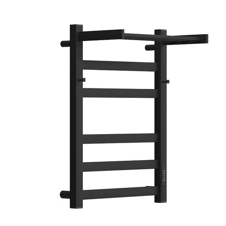 Электрический полотенцесушитель APEXTERMO Terra 600x400 TR11164BM с крючками и полкой цвет Черный матовый