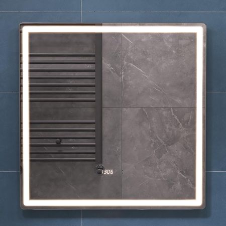 Зеркало Vigo Geometry Luxe 70 209 с подсветкой с бесконтактным выключателем с диммером с подогревом и часами 9860₽