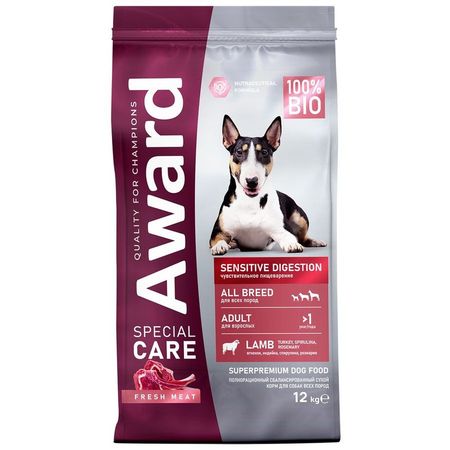 Award Special Care Sensitive Digestion сухой корм для собак всех пород с чувствительным пищеварением с ягненком - 12 кг 8438₽
