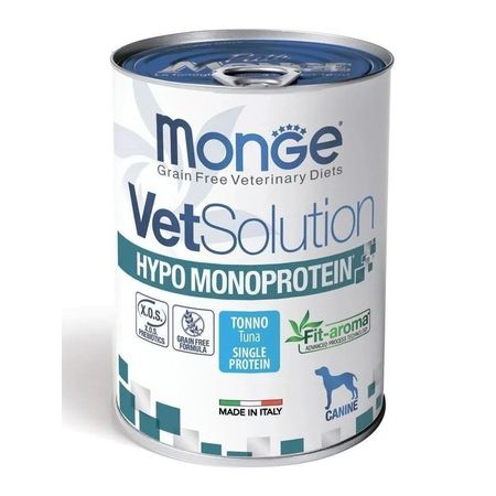 Monge Vetsolution Dog Hypo Monoprotein Tuna влажный корм для собак для снижения пищевой непереносимости с тунцом в консервах - 400 г 437₽