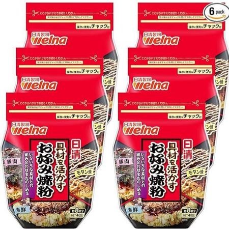 Мука для окономияки Nisshin Seifun Welna: Улучшенные ингредиенты$400 \text{ г}$ на пакет $\times 6$ пакетов