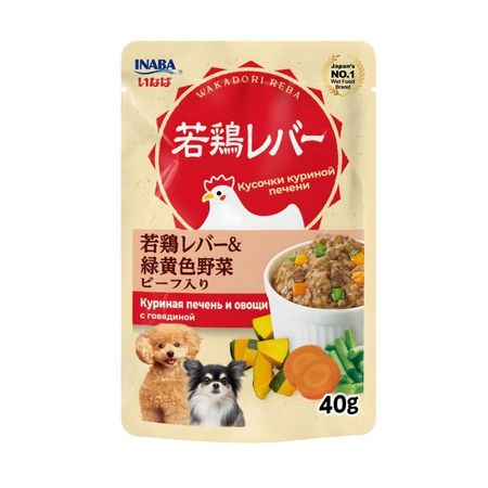 Inaba Wakadori Reba влажный корм для собак с печенью с овощами и говядиной в паучах - 40 г 85₽