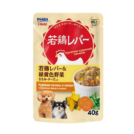 Inaba Wakadori Reba влажный корм для собак с печенью с овощами с курицей и сыром в паучах - 40 г 85₽