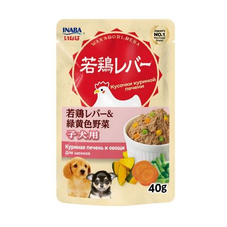 Inaba Wakadori Reba влажный корм для щенков с печенью и овощами в паучах - 40 г 85₽