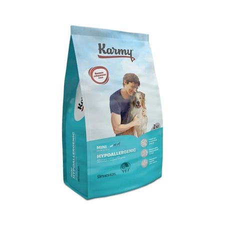 Karmy Hypoallergenic Mini сухой корм для собак мелких пород склонных к пищевой аллергии с ЯГНЕНКОМ - 2 кг 1133₽