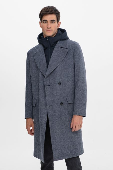 Пальто из смесовой шерсти со съемным капюшоном и манишкой 22990₽